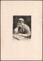 Tarjáni Simkovics Jenő (1895-1995): Olvasó nő. Rézkarc, papír, jelzett, lapszéli apró szakadással, 1...