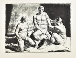 Tarjáni Simkovics Jenő (1895-1995): Herkules válaszúton. Rézkarc, papír, jelzett, 32×42 cm