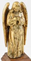 Angyal szobor. Tűziaranyozott vas. Fa alapon. XVIII. sz. 26 cm