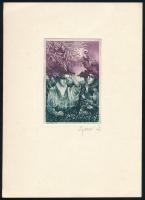 Egresi Zsuzsa (1954- ): Udvarló. Színes cinkkarc, papír, jelzett, 9,5x6,5 cm