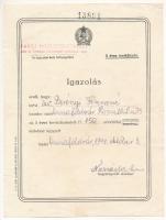 1949. 5 éves tervkölcsön jegyzési igazolása a PAKSI HITELSZÖVETKEZET bélyegzésével T:XF