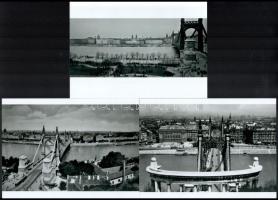cca 1945 előtt készült felvételek az Erzsébet hídról, 5 db modern nagyítás, többek között a néhai Lapkiadó Vállalat központi fotólaborjának archívumából, 15x21 cm