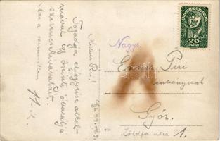 1919 Győr, utcakép háttérben a városház tornyával. photo (fl)