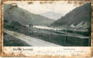 1913 Sztrecsnó, Sztrecsény, Strecno (Ruttka, Vrútky); Üdvözlet Turócból, szoros. Moskóczi Ferencné tulajdona / pass (EB)