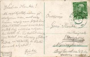 Liptószentmiklós, Liptovsky Mikulás; Fő tér, templom, Stark, Belnay J., Pewny Florian üzlete, borbél...