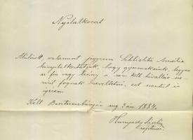 1884 Hunyadi család sarjának Hunyadi László rajztanár autográf levele