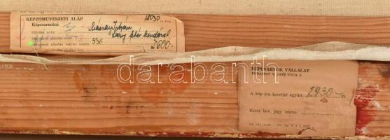 Mácsai István (1922- 2005): Leány fehér kendővel. Olaj, vászon, jelezve balra lent, hátoldalán Képcs...