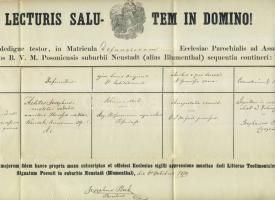 1870 Poeck József Pozsony Kanonok aláírt papírja