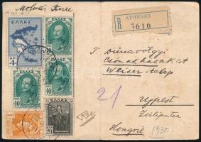 1930 Ajánlott levél Athénból Újpestre / Registered cover to Hungary