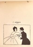 1912 Technikus bál táncrend Sikorski-Zsolnay Miklós által tervezett jelzett grafika a borítón 15 cm ...