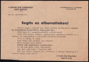 1945 "Segíts az elhurcoltakon!", A Fasiszták Által Elhurcoltakat Segítő Bizottság felhívása