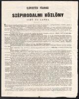 1857 Előfizetési fölhívás a Szépirodalmi Közlöny című új lapra, tájékoztató és előfizetési formanyomtatvány, kitöltve, (4) p.