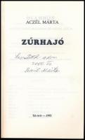 Aczél Márta: Zűrhajó. A szerző által DEDIKÁLT példány.. Tel Aviv, 1993.,(Szdár Celem Kol Szdár-ny.) ...