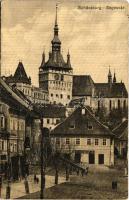 Segesvár, Schässburg, Sighisoara; utca, Girscht üzlete. W. Nagy kiadása / street view, shops (fa)