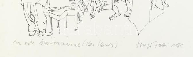 Szujó Zoltán (1944-1986): Egy este barátaimmal (Ken Kesey), 1981. Tus, papír. Jelzett, paszpartuban,...