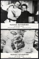 cca 1964 ,,Felügyelő életveszélyben című angol bűnügyi filmvígjáték jelenetei és szereplői, 6 db vintage produkciós filmfotó ezüst zselatinos fotópapíron, a használatból eredő (esetleges) kisebb hibákkal, 18x24 cm