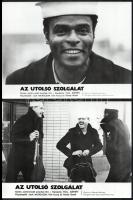 cca 1973 ,,Az utolsó szolgálat" című amerikai film jelenetei és szereplői, 6 db vintage produkciós filmfotó ezüst zselatinos fotópapíron, a használatból eredő (esetleges) kisebb hibákkal, 18x24 cm