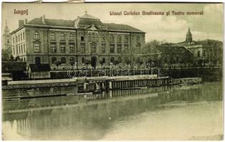 1925 Lugos, Lugoj; Liceul Coriolan Brediceanu si Teatru Comunal / Gimnázium, Színház / grammar school, theatre (EK)