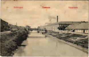 1908 Temesvár, Timisoara; Dohánygyár, híd / Tabakfabrik / tobacco factory, bridge (fl)