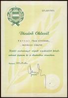 1971 Csanádi György miniszter, MÁV vezető aláírt oklevele