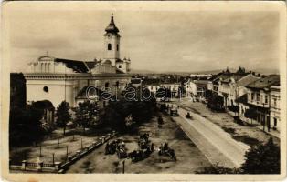 Nagytapolcsány, Topolcany; látkép, piac, templom / general view, market, church (ragasztónyom / glue marks)