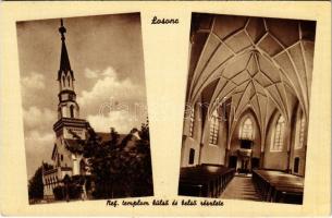 Losonc, Lucenec; Református templom, külső és belső nézet / Calvinist church, exterior and interior (EK)