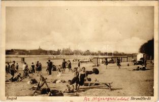 Szeged, Strandfürdő, fürdőzők (fa)