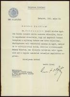 1935 Antal István miniszter, sajtófőnök aláírt levele