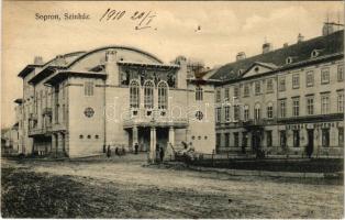 1910 Sopron, Színház, kávéház. Piri Dániel kiadása (EK)