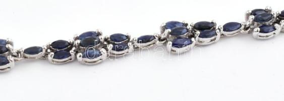 Ezüst (Ag) zafírköves szett: nyakék, karkötő, fülbevaló. 45 g