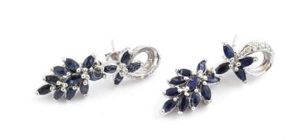 Ezüst (Ag) zafírköves szett: nyakék, karkötő, fülbevaló. 45 g