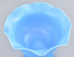 Antik kék opalin üvegkehely, 1900 körül, hibátlan, m: 15 cm, d: 15 cm