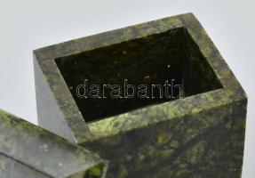 Régi szerpentinkő doboz, hibátlan, 6x5x7 cm