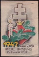 1942 Honvédkarácsony. Emléklap Légrády S. grafikája 14x9 cm