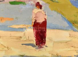 Olvashatatlan jelzéssel: Flangálók San Remoban. Olaj, vászon. Dekoratív, sérült fakeretben. 60x80 cm