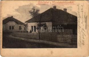 1911 Selmecbánya, Banská Stiavnica; Üdvözlet a Munkásotthonból. Joerges A. özv. és fia 62. / workers colony (kis szakadás / small tear)