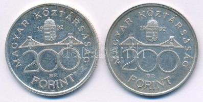1992. 200Ft Ag "MNB" (2x) T:AU,XF Adamo F13