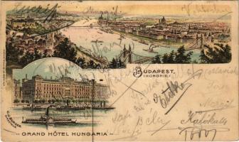 1905 Budapest, Dunai látkép, Grand Hotel Hungaria (C.J. Burger). Klösz Gy. és fia Art Nouveau, floral litho