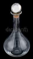 Ezüst (Ag) dugós, antik, fújt, üveg palack, jelzett, hibátlan, m: 31 cm