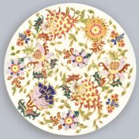 Fischer Ignác fajansz tányér, jelzett, kopott, restaurált d: 31 cm