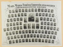 1941 M. Kir. Mária Terézia 1. Honvéd gyalogezred karp. iskola hallgatói tabló kartonon 32x26 cm