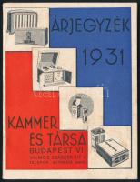 1931 Kammer és Társa árjegyzék 1931. + Prospektus. Bp., Hungária-ny., a hátsó borítón hiánnyal.