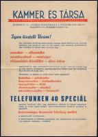 1931 Kammer és Társa árjegyzék 1931. + Prospektus. Bp., Hungária-ny., a hátsó borítón hiánnyal