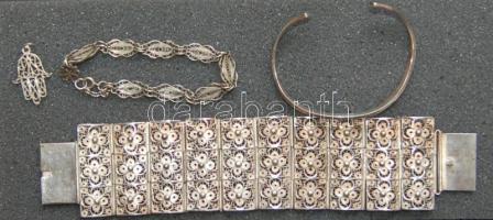 Vegyes ezüst (Ag) ékszertétel, függők (2x), karkötők (2x), összesen 71,76g