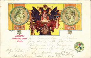 1898 (Vorläufer) Jubiläums-Ausstellung Wien 1848-1898. Officielle Ausstellung-Postkarte 2. / Viennese Jubilee Exhibition advertisement, Art Nouveau (EK)