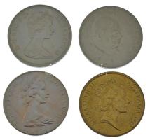 Nagy-Britannia 1965. 1C "Sir Winston Churchill" Cu-Ni + 1972. 25p Cu-Ni "Erzsébet és Fülöp" + Ausztrália 1988. 5$ Al-bronz "Parlament" + Új-Zéland 1974. 1$ Cu-Ni "Nemzetközösségi Játékok" T:AU,XF Great Britain 1965. Commemorative Crown "Sir Winston Churchill" + 1972. 25 Pence Cu-Ni "Elisabeth and Philip 1947-1972" + Australia 1988. 5 Dollars Al-bronze "Parliament House" + New Zealand 1974. 1 Dollar Cu-Ni "Commonwealth Games" C:AU,XF