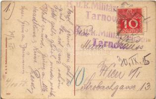 1915 Tarnów, Dworzec kolejowy / railway station, tram, horse chariots (EK)