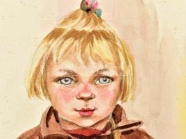 Róna Emy (1904-1988): Váchartyáni óvodás, 1952. Akvarell, ceruza, papír, jelzett, lapon apró foltokk...