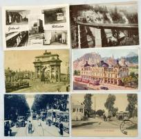 68 db főleg RÉGI külföldi város képeslap vegyes minőségben: sok villamos, vasutas / 68 mostly pre-19...