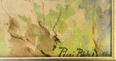 Pécsi Pilch Dezső (1888-1949): Hídépítés (Újpesti vasúti híd?). Akvarell, papír, jelezve jobbra lent...